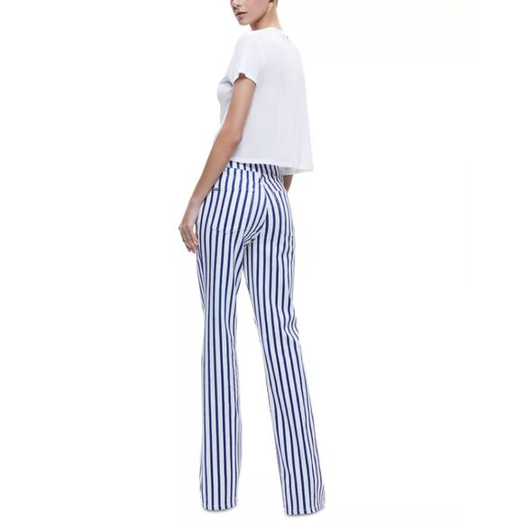 Alice & Olivia Women's CD403311630 Size 25 Indigo Admiral Stripe Bootcut Jeans - Picture 2 of 11
